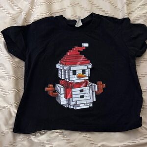 Black T-Shirt with Snowman Graphic